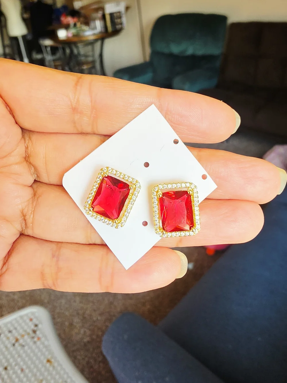 Aretes Rojos Para Dama Oro Laminado 14k Alta Calidad